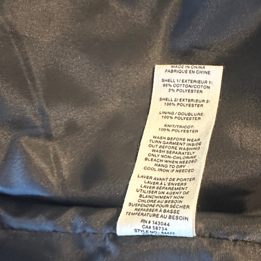 NWT Avec Les Filles Denim Jean Bomber Jacket Black Raglan Sleeves Sz Large - Picture 9 of 9